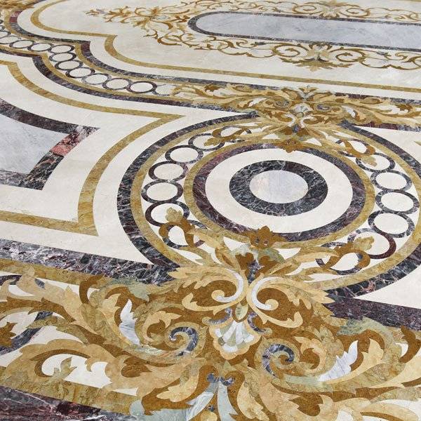 grand luxe marble floor circle border inlay design Pakistan