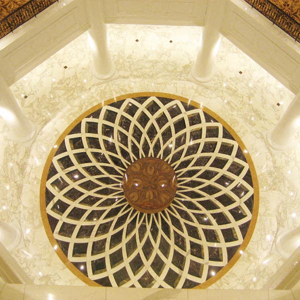 trompe loeil geometric marble medallion Pakistan