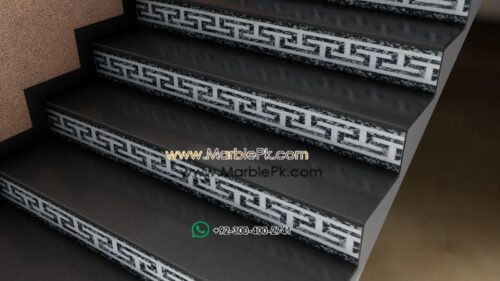 Black with Versace Rise MArble Stairs Design in pakistan www.Marblepk.com 2