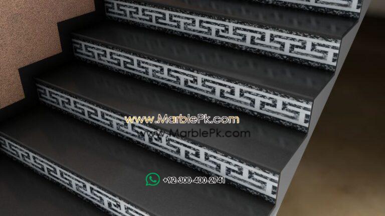 Black with Versace Rise MArble Stairs Design in pakistan www.Marblepk.com 2