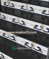 Black with White onyx Riser MArble Stairs Design in pakistan www.Marblepk.com 1