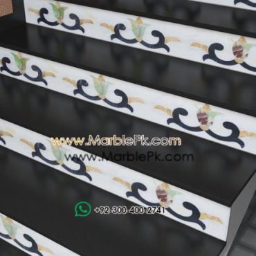 Black with White onyx Riser MArble Stairs Design in pakistan www.Marblepk.com 1