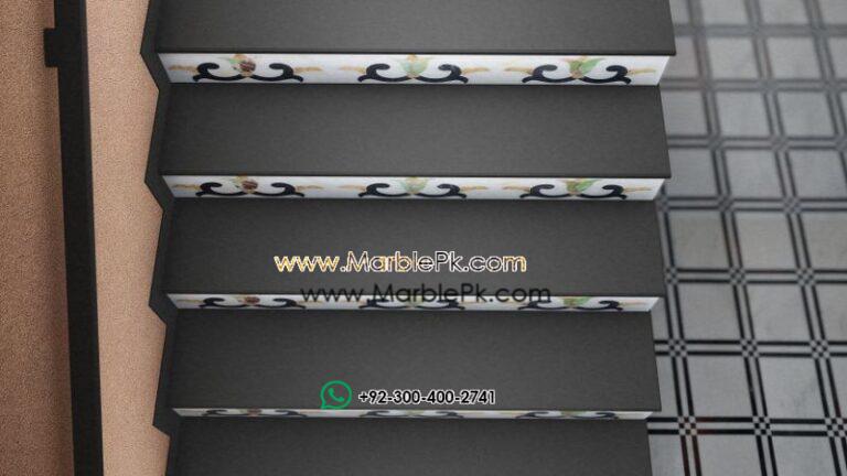 Black with White onyx Riser MArble Stairs Design in pakistan www.Marblepk.com 5