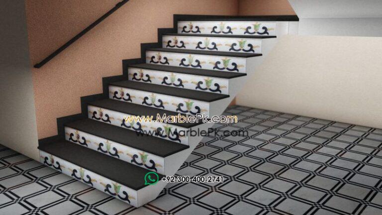 Black with White onyx Riser MArble Stairs Design in pakistan www.Marblepk.com 6