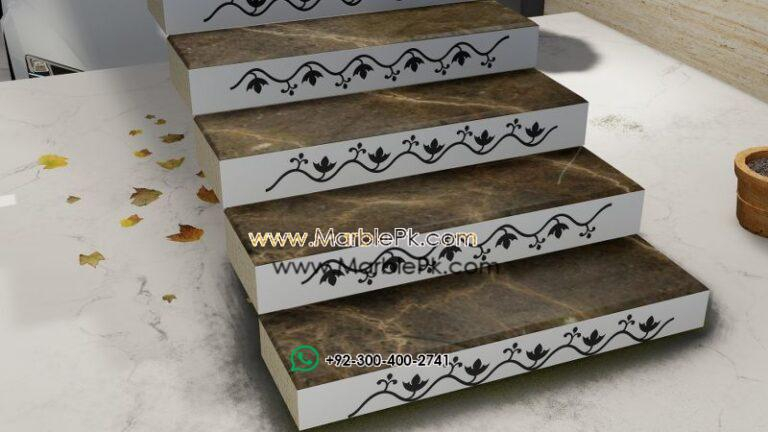 Carved CNC Inlay Stairs - Marble Pk