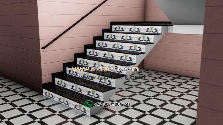Galaxy Granite with White onyx Riser Marble Stairs Design in pakistan www.Marblepk.com 4