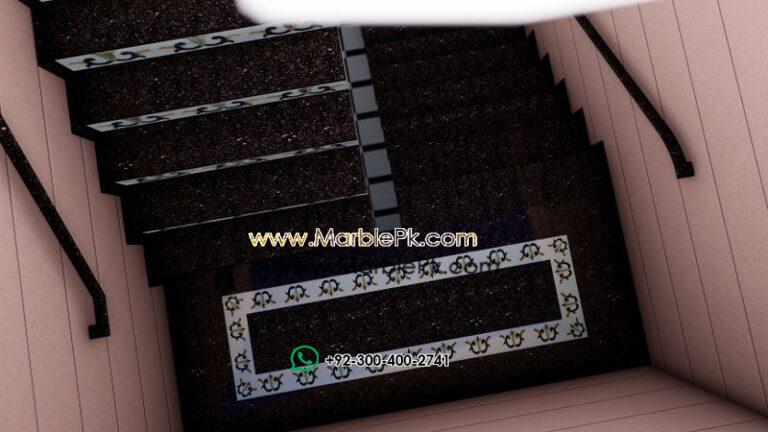 Galaxy Granite with White onyx Riser Marble Stairs Design in pakistan www.Marblepk.com 5