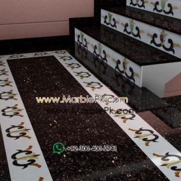 Galaxy Granite with White onyx Riser Marble Stairs Design in pakistan www.Marblepk.com 7