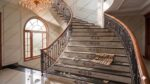 Jet Black Granite with Balck & white Carved CNC Floral Riser 1 stairs -