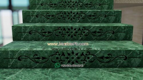 Green Marble with cnc riser black floral Marble Granite Stairs Designs in Pakistan www.marblepk.com 1