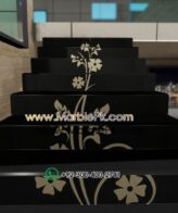 Jet Black Granite with Beige Flower Luxury Marble Granite Stairs Design in pakistan www.Marblepk.com 6