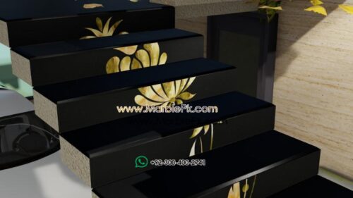 Jet Black Granite with Green onyx Fine Luxury Marble Granite Stairs Design in pakistan www.Marblepk.com 10