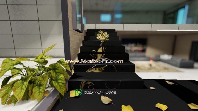 Jet Black Granite with Green onyx Fine Luxury Marble Granite Stairs Design in pakistan www.Marblepk.com 3