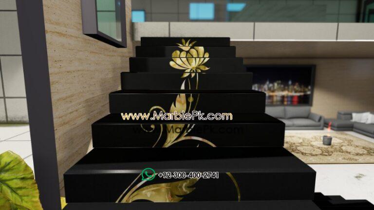 Jet Black Granite with Green onyx Fine Luxury Marble Granite Stairs Design in pakistan www.Marblepk.com 5