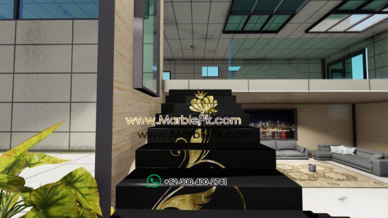 Jet Black Granite with Green onyx Fine Luxury Marble Granite Stairs Design in pakistan www.Marblepk.com 6