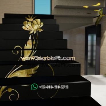 Jet Black Granite with Green onyx Fine Luxury Marble Granite Stairs Design in pakistan www.Marblepk.com 7