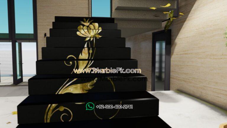Jet Black Granite with Green onyx Fine Luxury Marble Granite Stairs Design in pakistan www.Marblepk.com 9