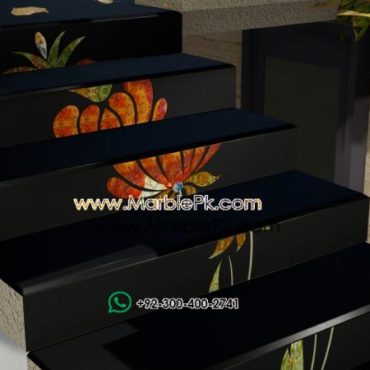Jet Black Granite with Multi onyx Fine Luxury Marble Granite Stairs Design in pakistan www.Marblepk.com 1