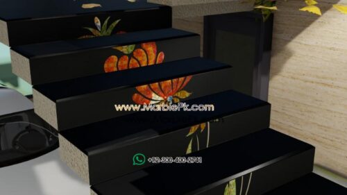 Jet Black Granite with Multi onyx Fine Luxury Marble Granite Stairs Design in pakistan www.Marblepk.com 1