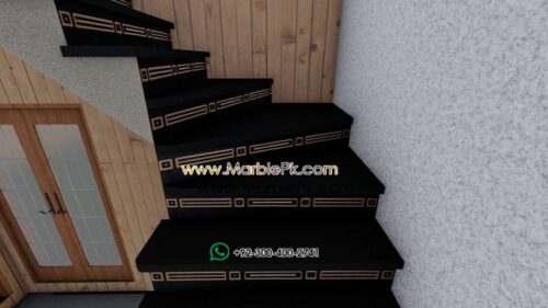 Jet Black Granite with Straight Versace Riser Marble Granite Stairs in Pakistan www.marblepk.com 1