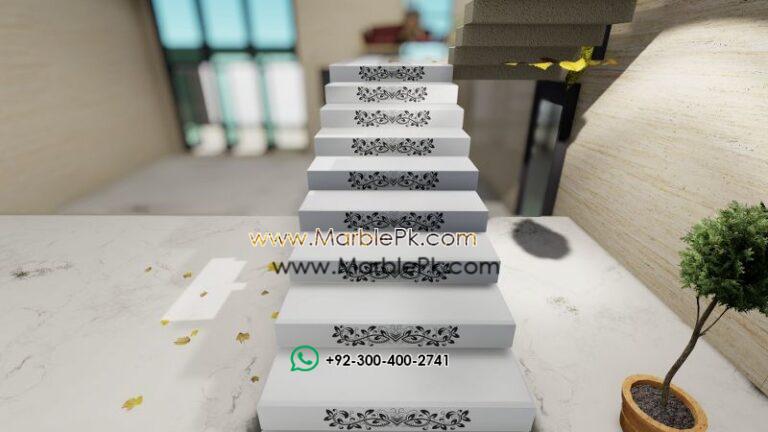 Jet black granite with Black White Carved CNC Floral Riser 2 Marble Granite Stairs Design in pakistan www.Marblepk.com 3