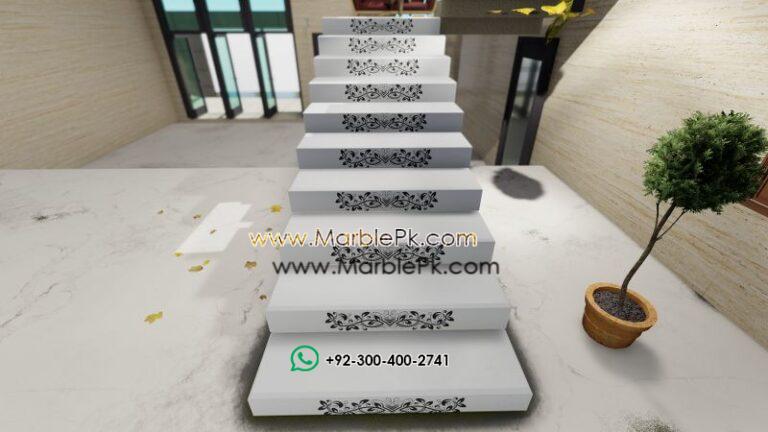 Jet black granite with Black White Carved CNC Floral Riser 2 Marble Granite Stairs Design in pakistan www.Marblepk.com 5