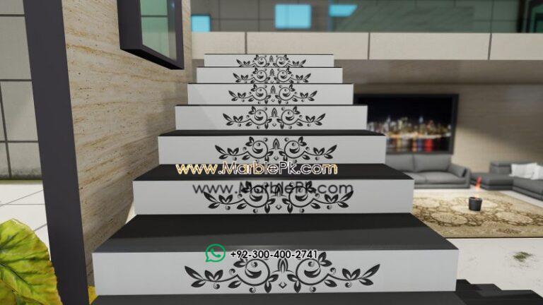 Jet black granite with Black White Carved CNC Riser Marble Granite Stairs Design in pakistan www.Marblepk.com 4