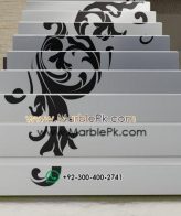 Snow White Granite with Black Carving Flower B Artistic Luxury Marble Granite Stairs Design in pakistan www.Marblepk.com 7