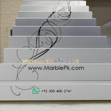 Snow White Granite with Fine CNC Black Carving Flower B Fine Luxury Marble Granite Stairs Design in pakistan www.Marblepk.com 10