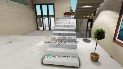 Snow White Granite with Fine CNC Black Carving Flower B Fine Luxury Marble Granite Stairs Design in pakistan www.Marblepk.com 11