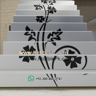 Snow White Granite with Green Marble Flower Luxury Marble Granite Stairs Design in pakistan www.Marblepk.com 7
