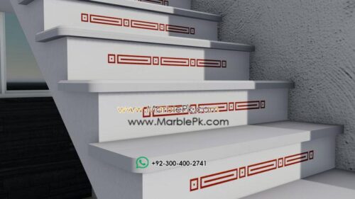 Snow White Granite with Versace Riser in red Marble Granite Stairs in Pakistan www.marblepk.com 1