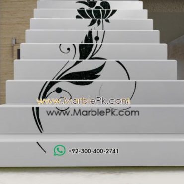 Snow White with Emerald Pearl Italian Inlay Floral Staircase Fine Luxury Marble Granite Stairs Design in pakistan www.Marblepk.com 8