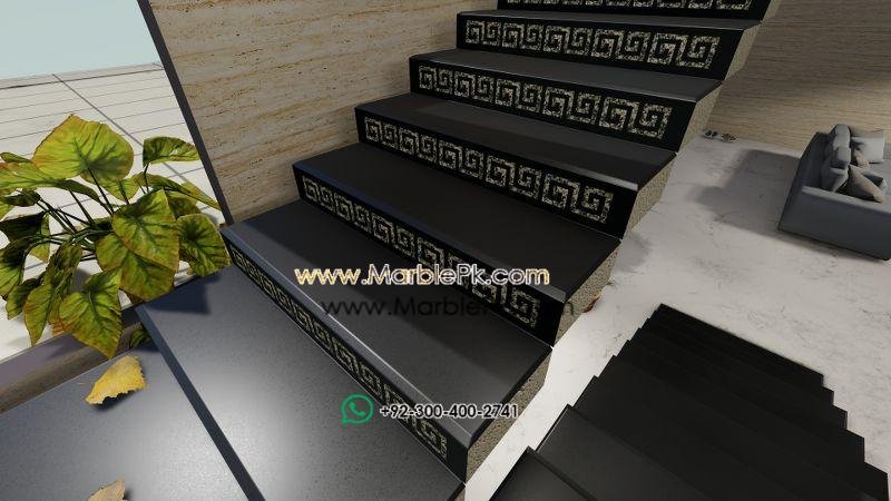 Baltic Brown granite stairs in Pakistan Versace Riser black black baltic brown Marble Granite Stairs Design in pakistan www.Marblepk.com 3