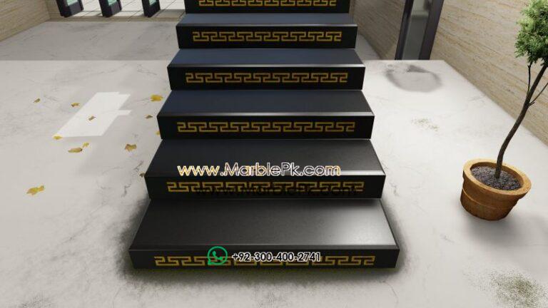 Versace Riser black black golden paint onyx Marble Granite Stairs Design in pakistan www.Marblepk.com 2