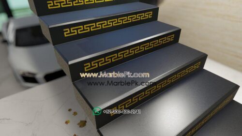 Versace Riser black black golden paint onyx Marble Granite Stairs Design in pakistan www.Marblepk.com 4
