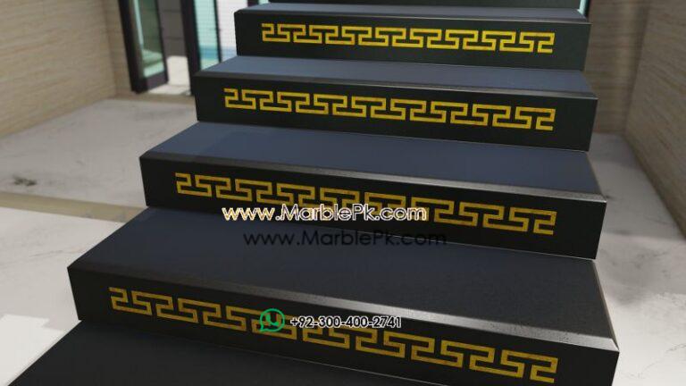 Versace Riser black black golden paint onyx Marble Granite Stairs Design in pakistan www.Marblepk.com 5
