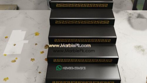 Versace Riser black black golden paint onyx Marble Granite Stairs Design in pakistan www.Marblepk.com 6