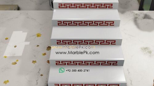 Versace Riser white white red Marble Granite Stairs Design in pakistan www.Marblepk.com 4