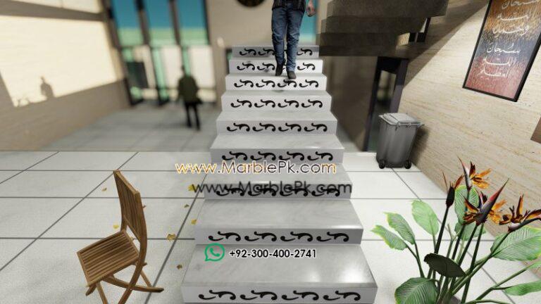 White Black Carved Riser Marble Granite Stairs Design in pakistan www.Marblepk.com 2