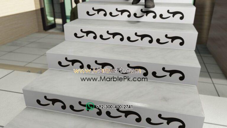 White Black Carved Riser Marble Granite Stairs Design in pakistan www.Marblepk.com 6