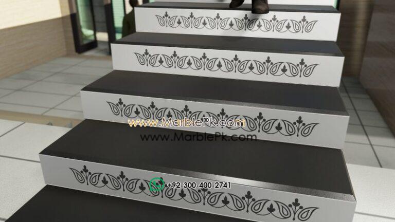 jet black granite Black White Riser A Marble Granite Stairs Design in pakistan www.Marblepk.com 3