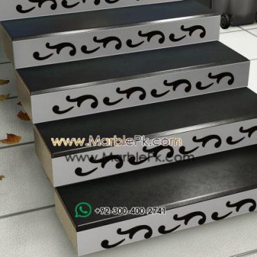 jet black granite Black White Riser B Marble Granite Stairs Design in pakistan www.Marblepk.com 1