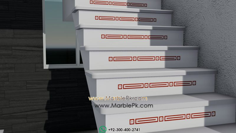 Stunning Marble Stair designs 42 Stunning Marble Stair designs - Snow white granite with versace riser in red marble granite stairs in pakistan www.marblepk.com 4