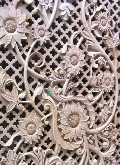 Marble CNC Engraving - Stone sun flower 3d jali