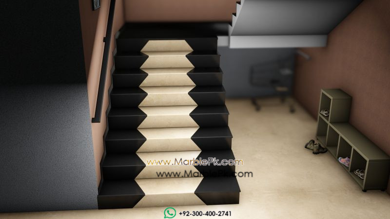 Stunning Marble Stair designs 24 Stunning Marble Stair designs - Zig zag jet black granite & china verona marble marble granite stairs designs in pakistan www.marblepk.com 2