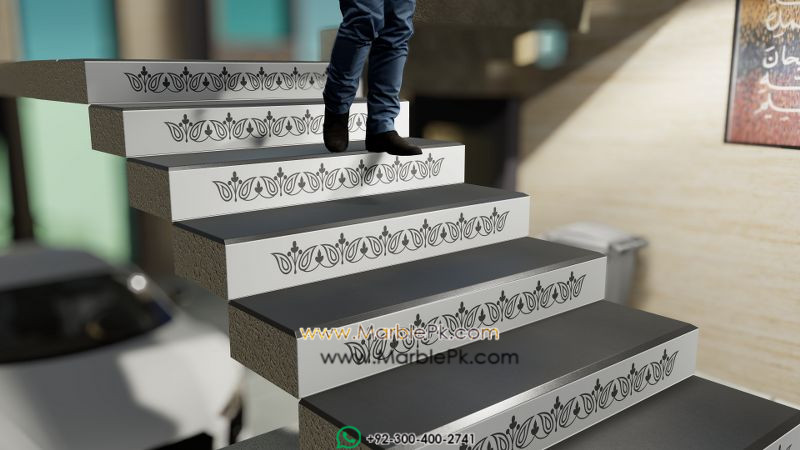 Stunning Marble Stair designs 35 Stunning Marble Stair designs - Jet black granite black & white riser a marble granite stairs design in pakistan www.marblepk.com 1
