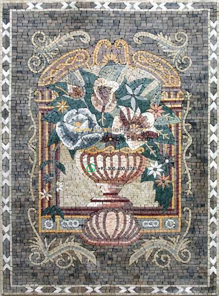 Mosaic Flower - Mosaic art flowers by marblepk.com mpk fl 340 444x600