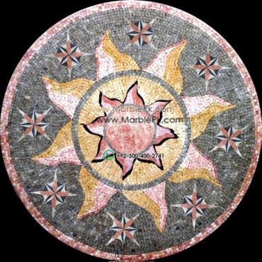 Marble Mosaic Medallion - Mosaic art medallion by marblepk.com mpk m 424 604x600