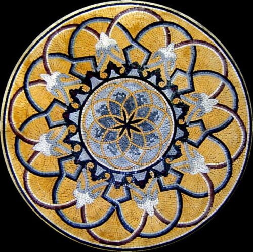 Marble Mosaic Medallion - Mosaic art medallion by marblepk.com mpk m 552 602x600
